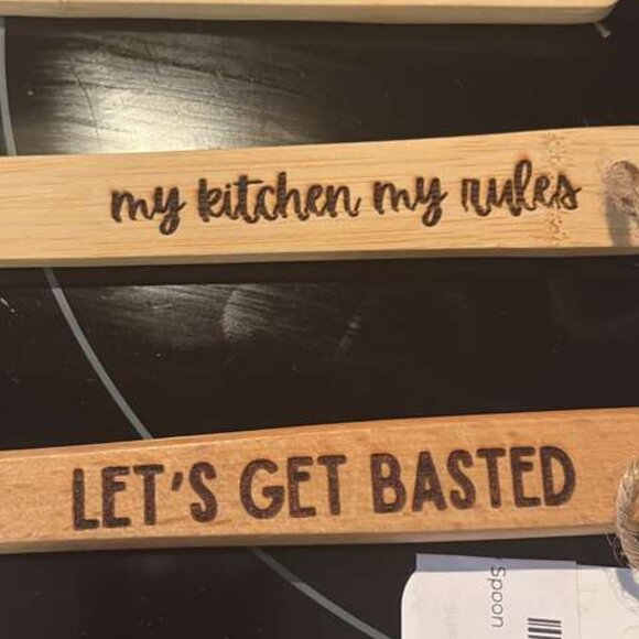 Funny Engraved Bamboo Utensils Set of 3 Puns Kitchen Spoons Hostess Gift - Picture 7 of 7